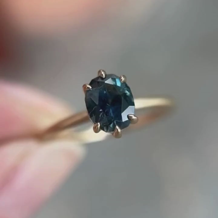 Brisa Oval Blue Sapphire Modern Unique Engagement Ring Solitaire