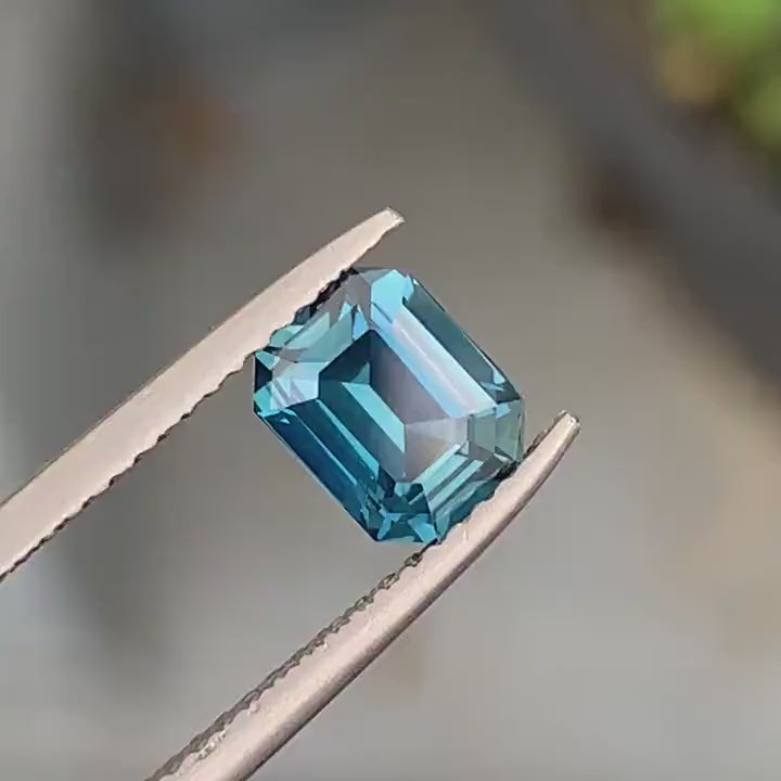 1.56 Ct Ct Emerald Cut Blue Teal Sapphire, 7.0mm x 5.4mm x 4.0mm