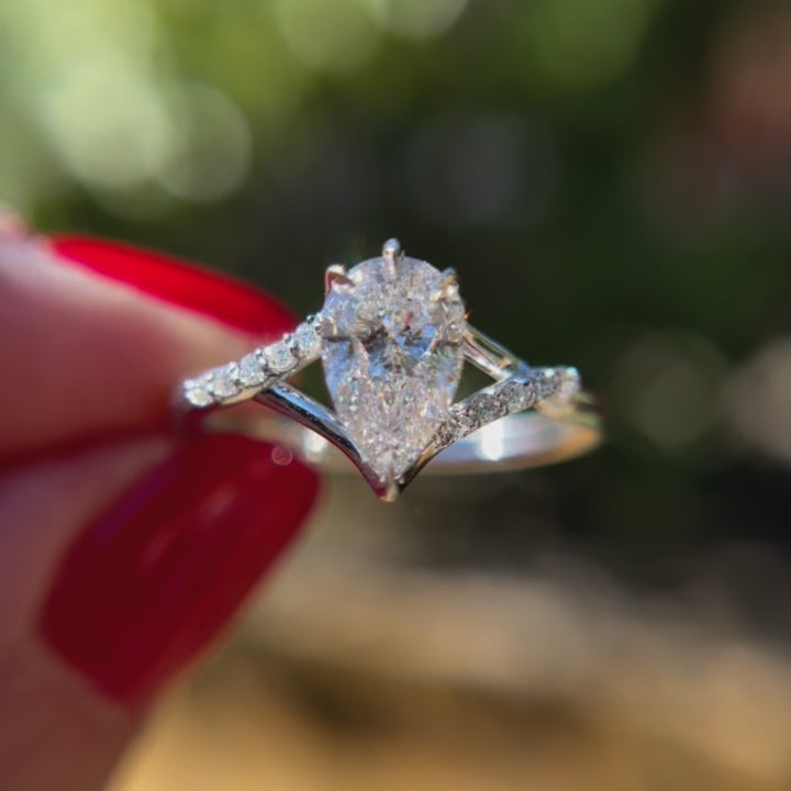 Fantasy Pear Lab Diamond Crossover Engagement Ring By Valley Rose