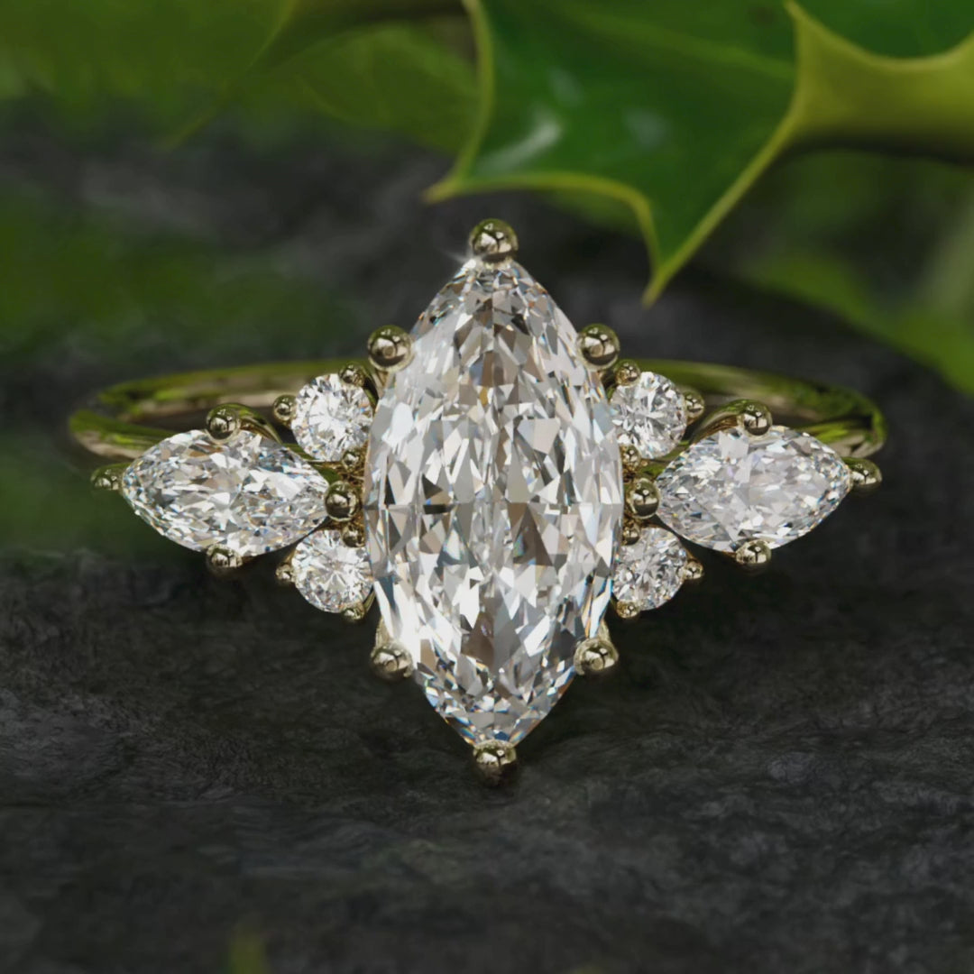 Elain Marquise Lab Diamond Unique Fantasy Engagement Ring (Setting Only)