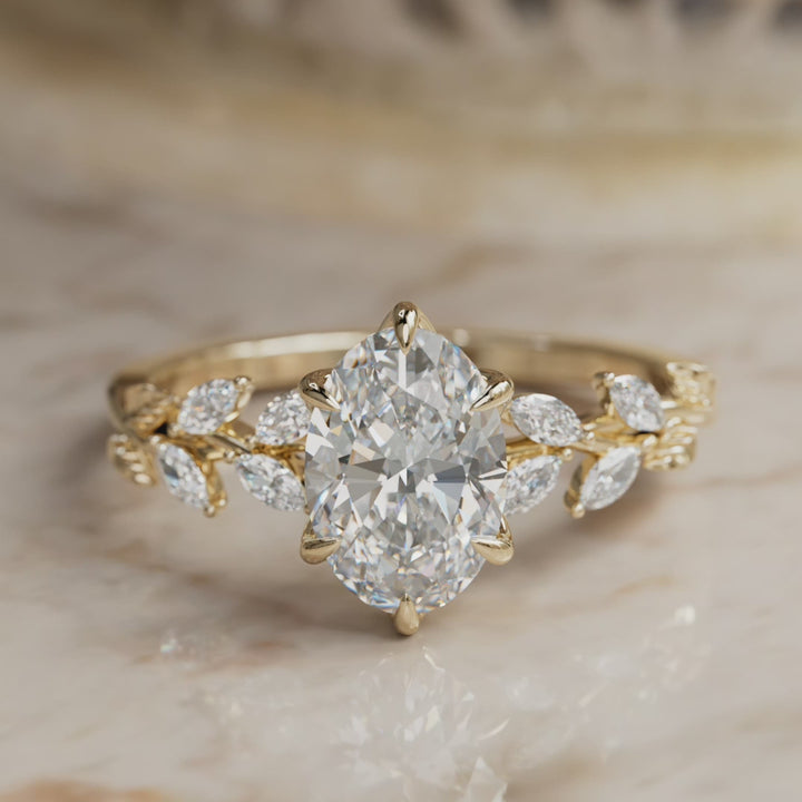 Farren Oval Labor Diamant Verlobungsfee Blumenring Natur inspiriert