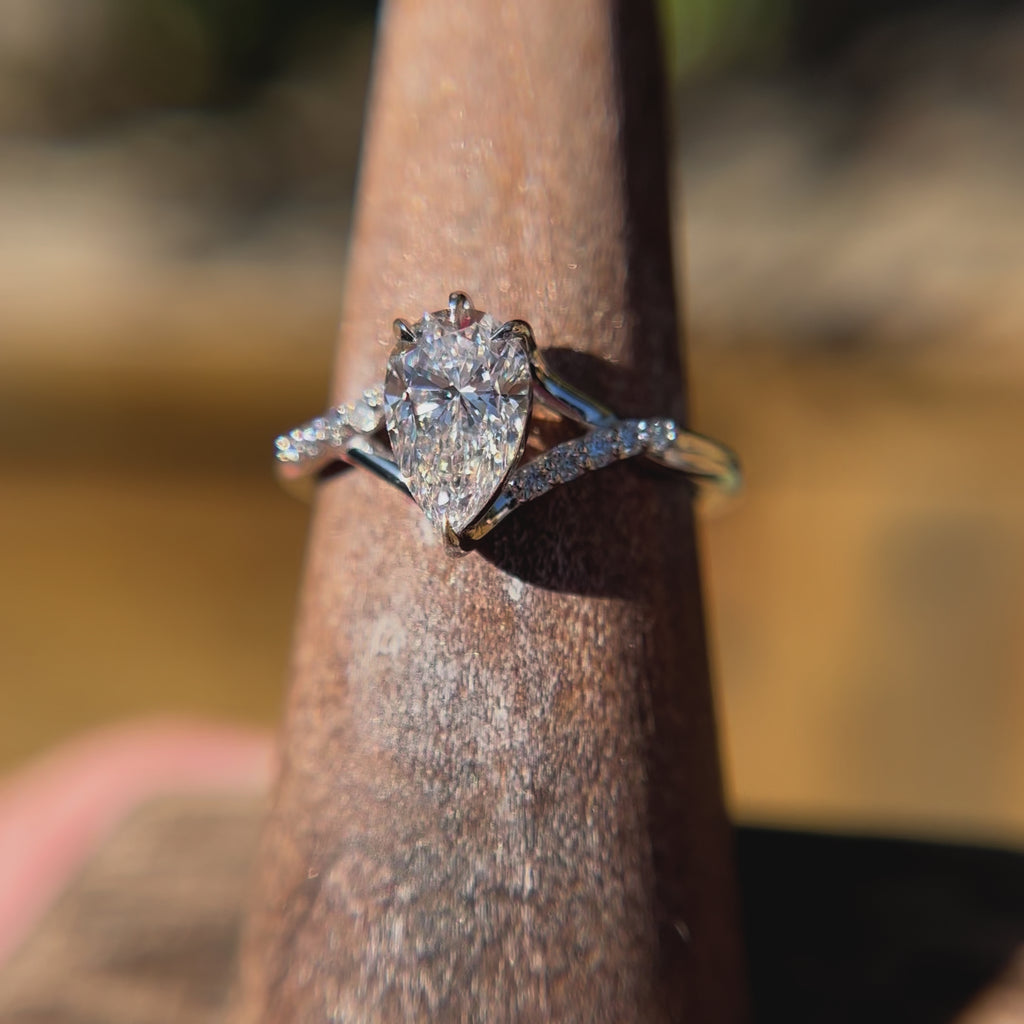 Fantasy Pear Lab Diamond Crossover Engagement Ring By Valley Rose