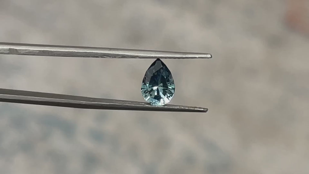 1.53 Ct Pear Cut Teal Blue-Green Montana Sapphire, 8.8mm × 6.1mm