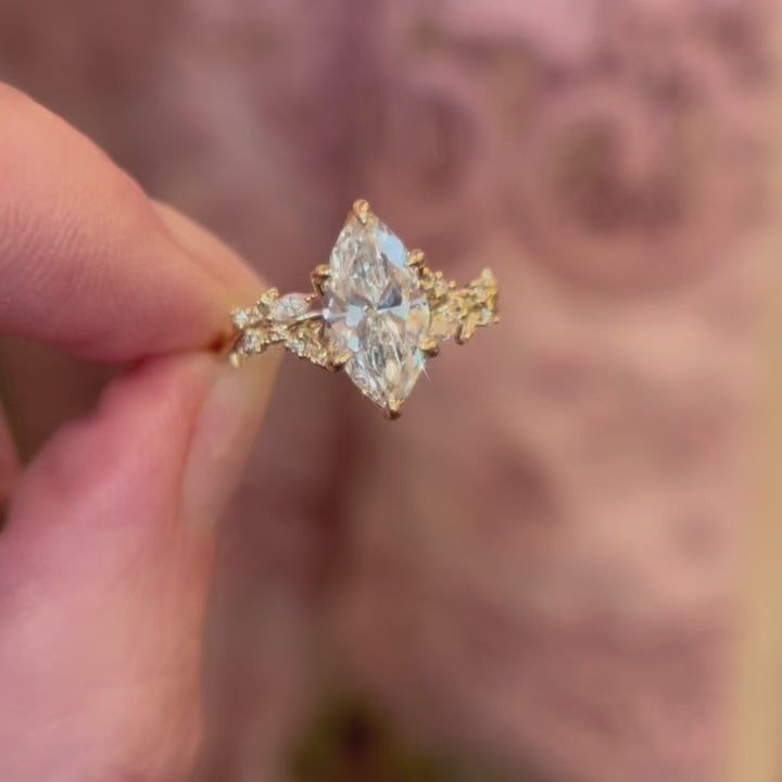 Rozenhout Marquise 1,51 ct E VVS2 Laboratorium Diamant Verlovingsring (Klaar om te Verzenden)