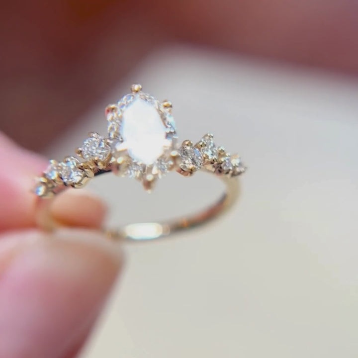 Astrid Oval Diamond Unique Celestial Engagement Ring (Setting Only)