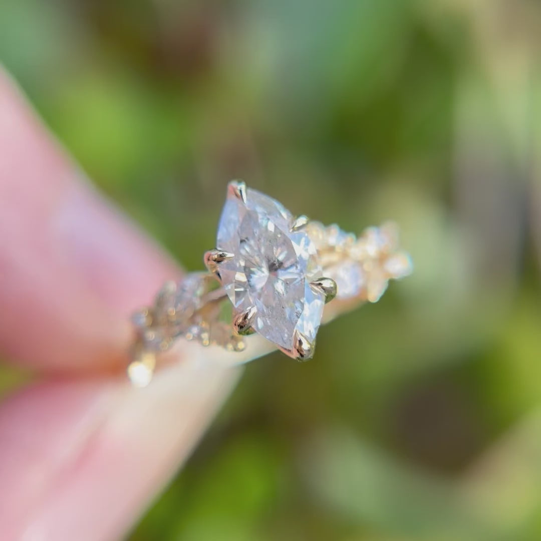 Rosenholz Marquise 1 Ct Nebeliger Diamant Verlobungsring (Versandbereit)