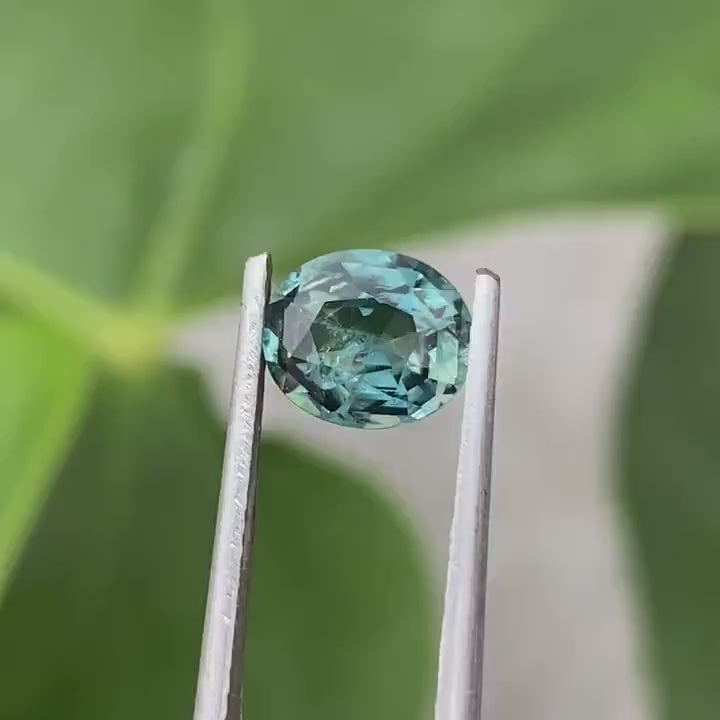 1.29 Ct Oval Cut Teal Sapphire,  5.5mm x 4.9mm x 3.9mm