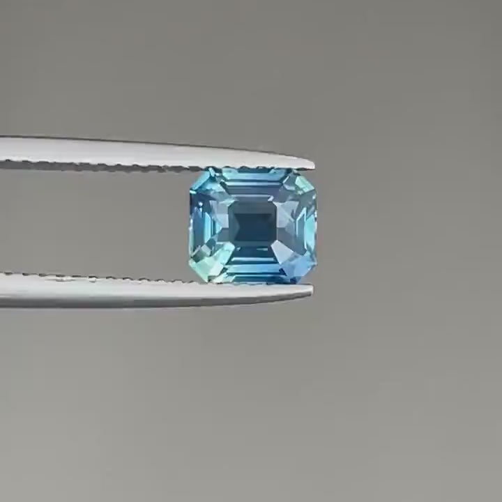 1.60 Ct Ct Emerald Cut Blue Teal Sapphire, 6.6mm x 6.1mm x 4.1mm