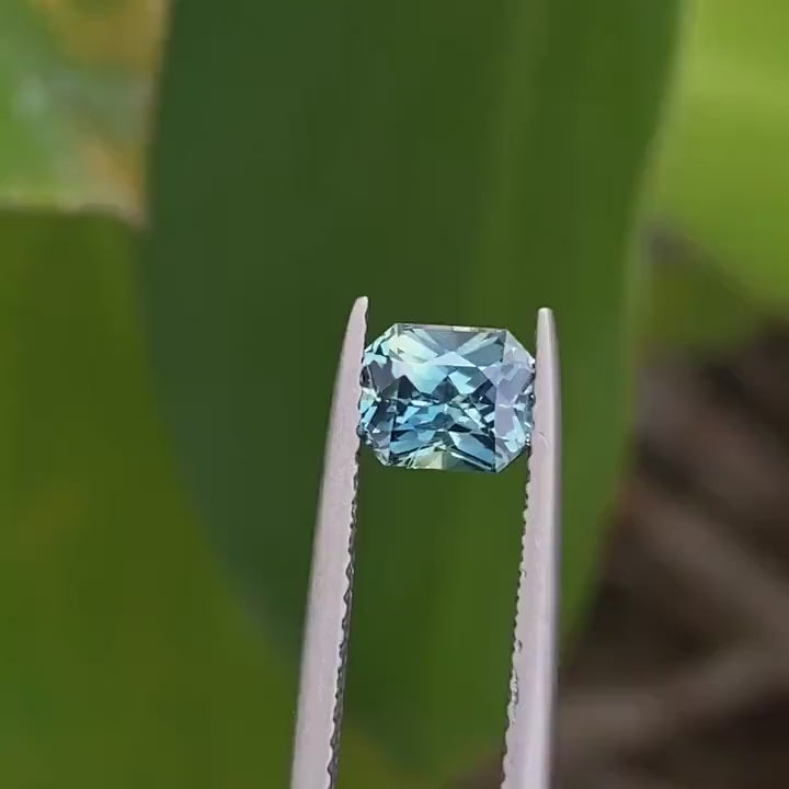 1.11 Ct Radiant Cut Blue Teal Sapphire,  5.9mm x 4.8mm x 4.0mm