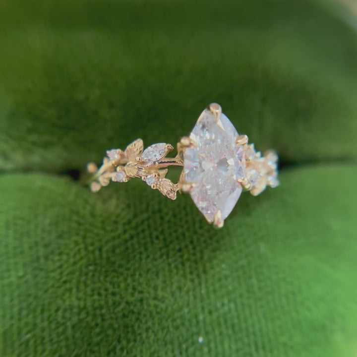 Rosenholz Marquise 1 Ct Nebeliger Diamant Verlobungsring (Versandbereit)