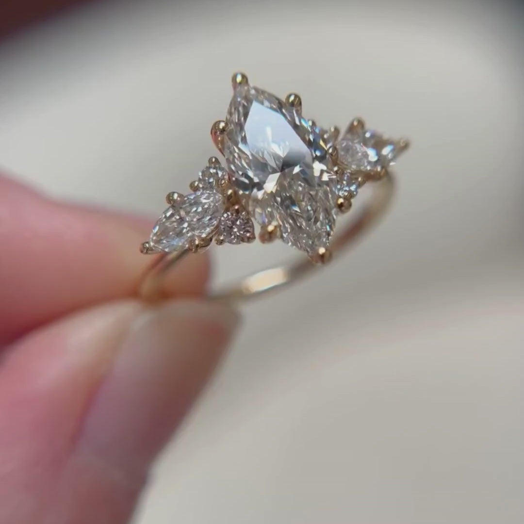 Elain Marquise Lab Diamond Unique Fantasy Engagement Ring (Setting Only)