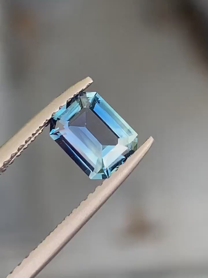 1.07 Ct Emerald Cut Blue Teal Sapphire,  6.9mm x 5.25mm x 3.1mm