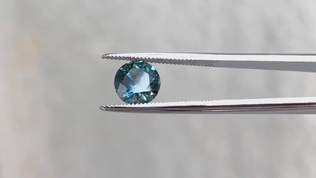 2.23 CT Round Blue-green Montana Sapphire,  7.8mm × 5.1mm