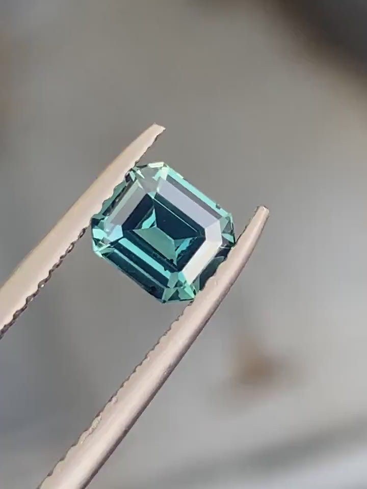 1.06 Ct Emerald Cut Blue Teal Sapphire, 6.1mm x 5.2mm x 3.4mm