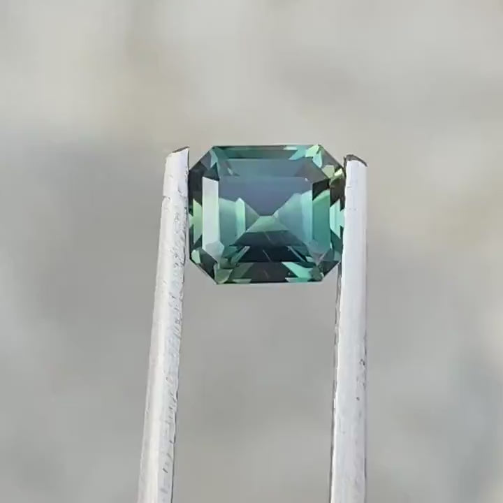 1.10 Ct Emerald Cut Green Teal Sapphire, 5.6mm x 5mm x 3.9mm