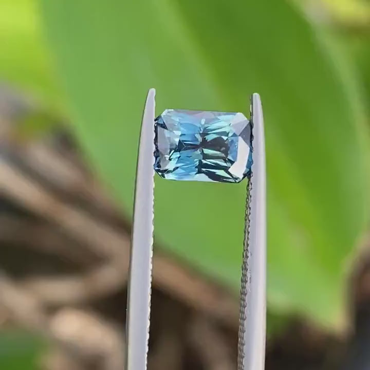 1.56 Ct Ct Radiant Cut Blue Teal Sapphire, 6.9mm x 5.2mm x 4.3mm