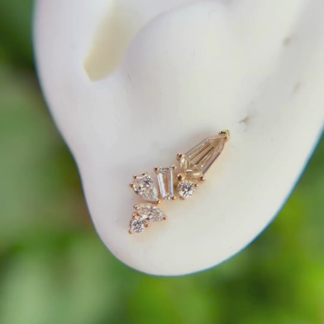 Lyra Shield Diamond Unique Modern Earrings