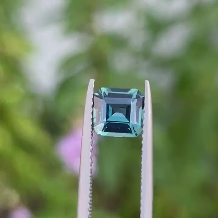 1.50 Ct Asscher Cut Teal Sapphire, 6.5mm x 6.1mm x 3.8mm