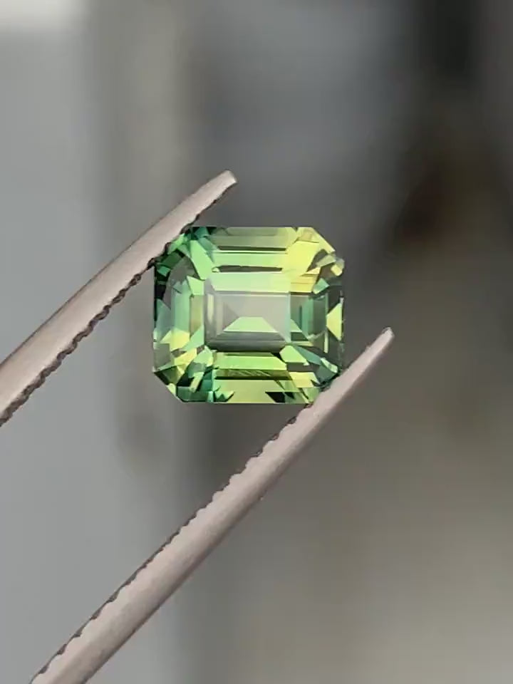 2.02 Ct Emerald Cut Green Sapphire, 6.9mm x 6.4mm x 4.8mm