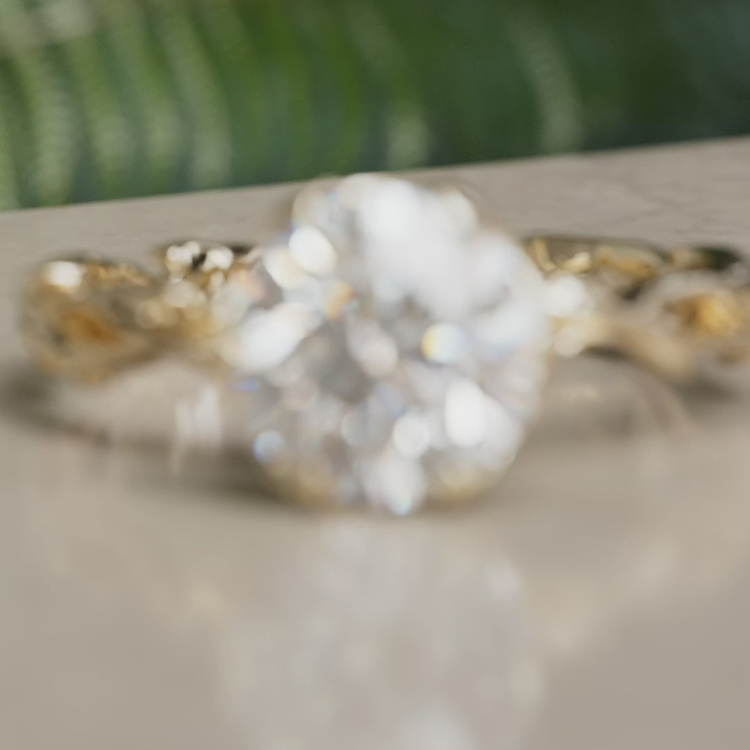 Niamh Bloem Tand Rond Laboratorium Diamant Elfen Natuur Verlovingsring