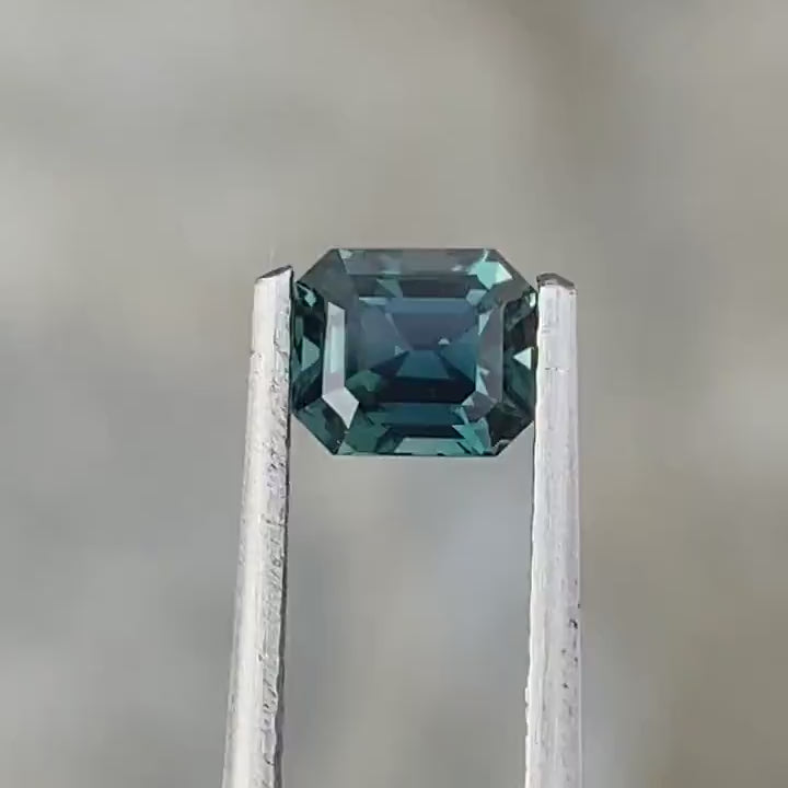 0.80 Ct Radiant Cut Teal Sapphire,  5.3mm x 4.5mm x 3.5mm