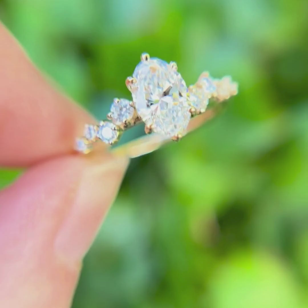Astrid Oval Diamond Unique Celestial Engagement Ring (Setting Only)