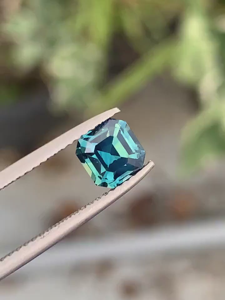 1.60 Ct Ct Emerald Cut Teal Sapphire, 6.5mm x 6.0 mm x 4.6mm