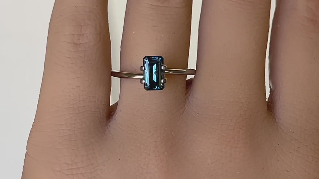 1.54 Ct  Emerald Cut Blue Montana Sapphire, 7.9mm × 4.7mm