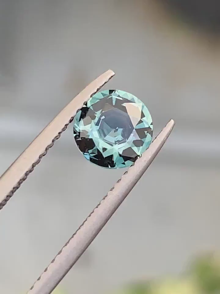 1.16 Ct Round Cut Blue Teal Sapphire, 6.4mm x 6.3mm x 3.7mm