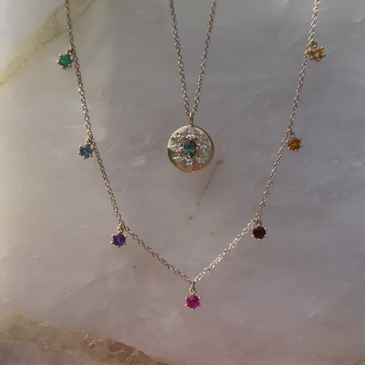 September Birthstone Sapphire Coin Pendant Charm