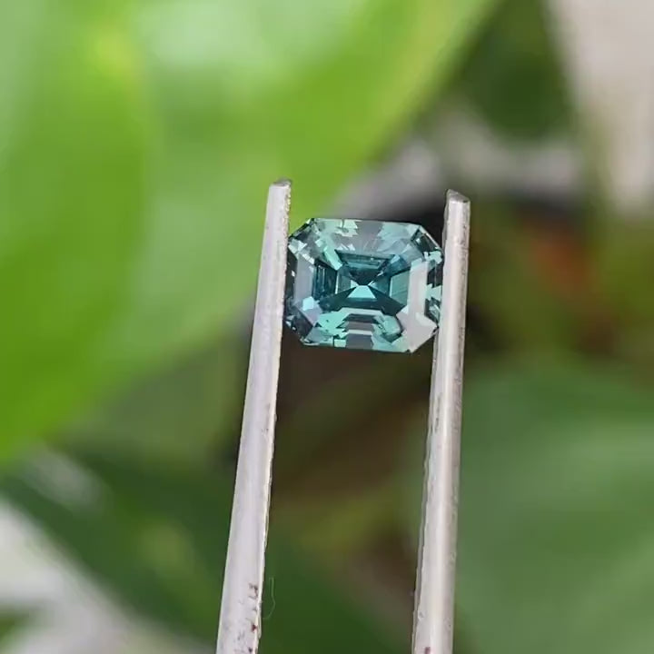 1.09 Ct Radiant Cut Teal Sapphire,  5.8mm x 4.6mm x 4.2mm