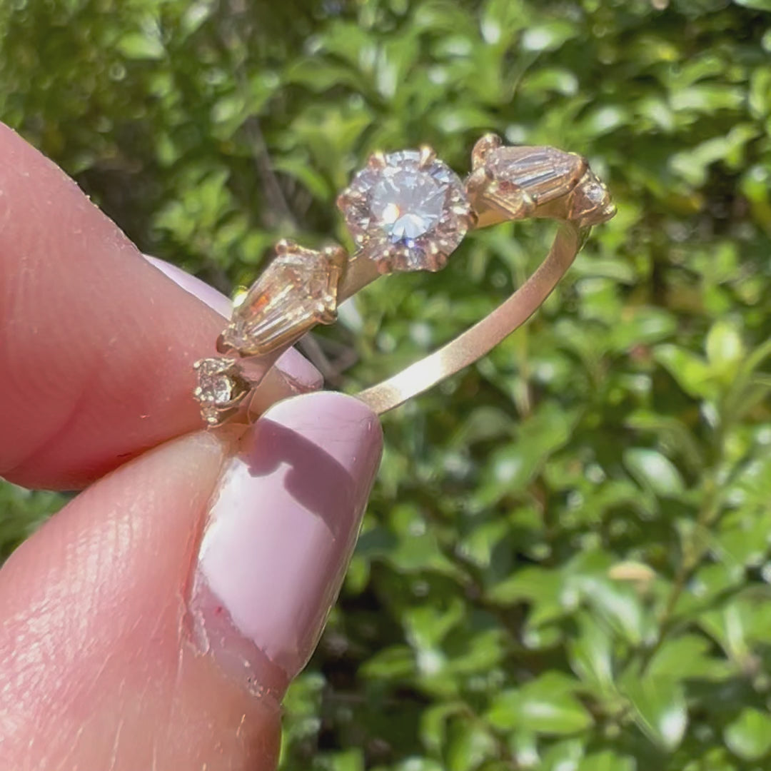 Round & Shield Cut Diamond Fantasy Fairycore Ethical Engagement Ring