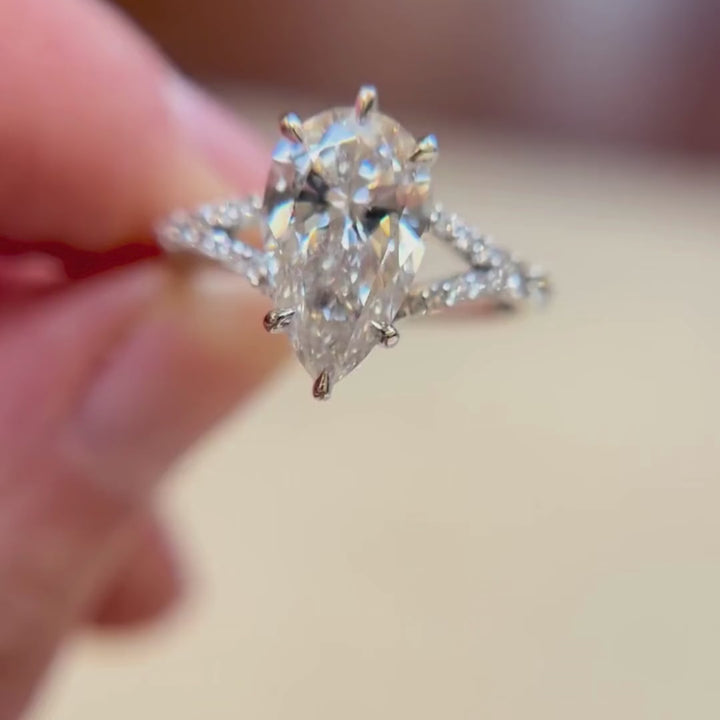 Faye Pear Lab Diamond Unique Fantasy Engagement Ring (Setting Only)