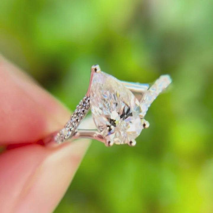 Faye Pear Lab Diamond Unique Fantasy Engagement Ring (Setting Only)