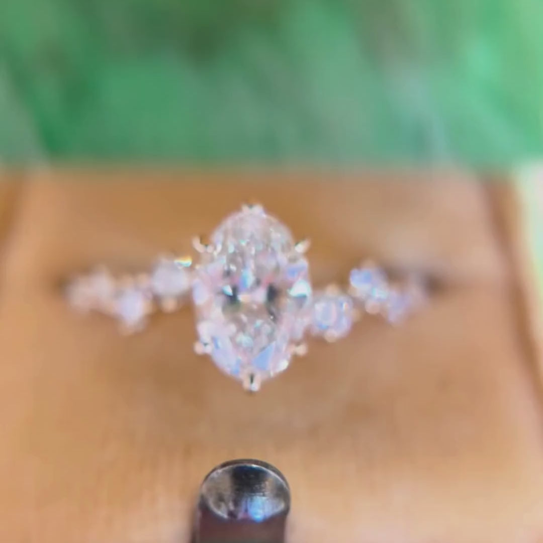 Astrid Oval Diamond Unique Celestial Engagement Ring (Setting Only)