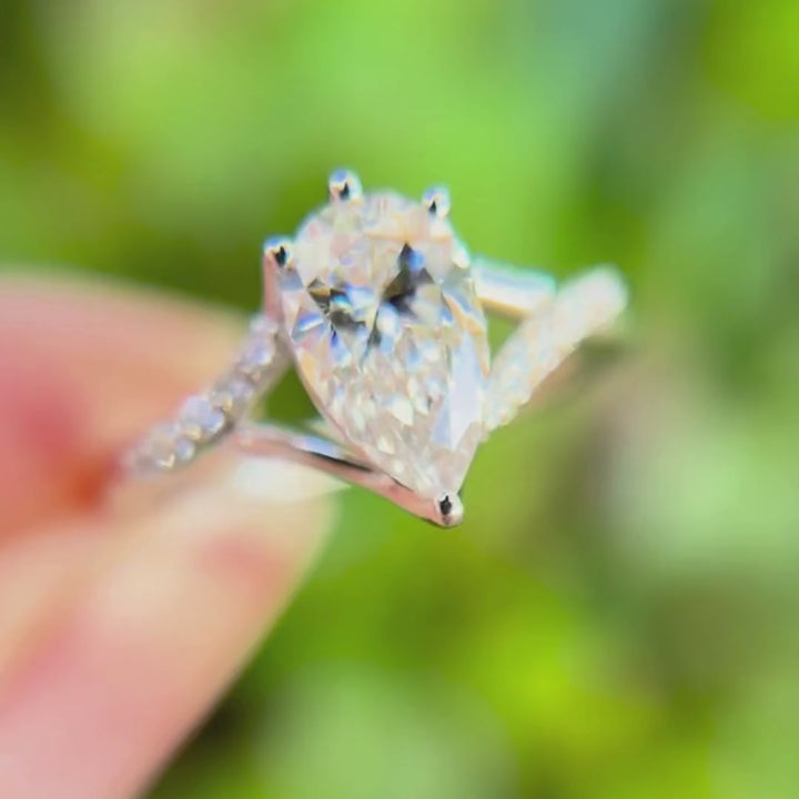 Faye Pear Lab Diamond Unique Fantasy Engagement Ring (Setting Only)