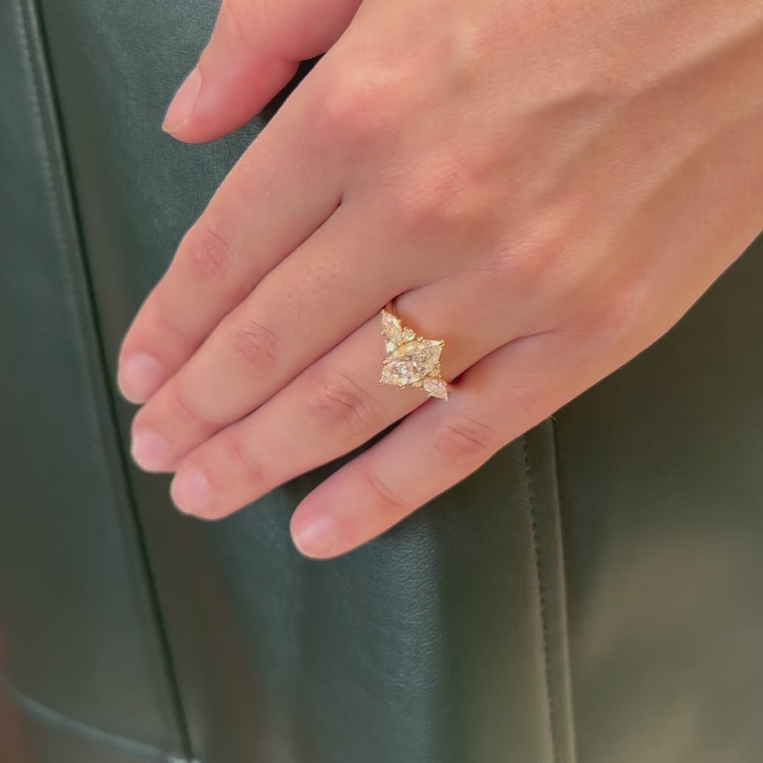 Elain Marquise Lab Diamond Unique Fantasy Engagement Ring (Ready to Ship)