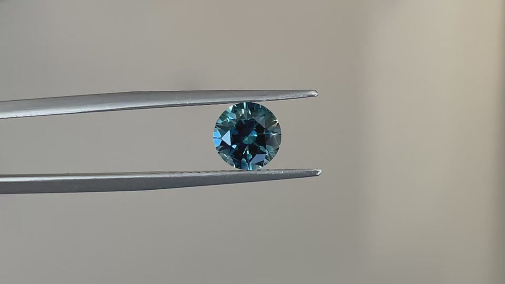 2.01 CT Round Brilliant Teal Blue Green Montana Sapphire,  7.4mm