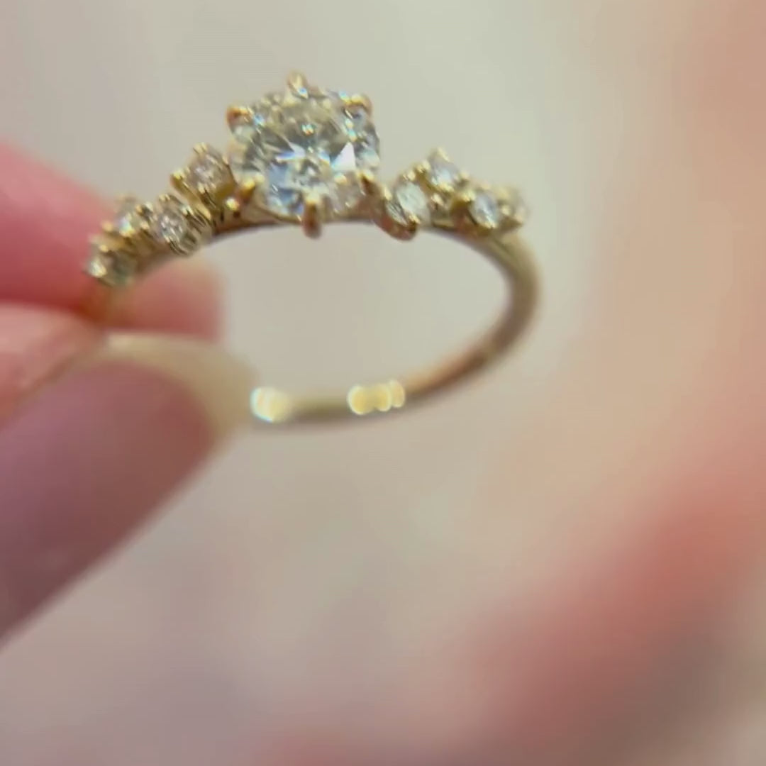 Briar Round Lab Diamond Engagement Flower Ring Nature Inspired (Setting Only)