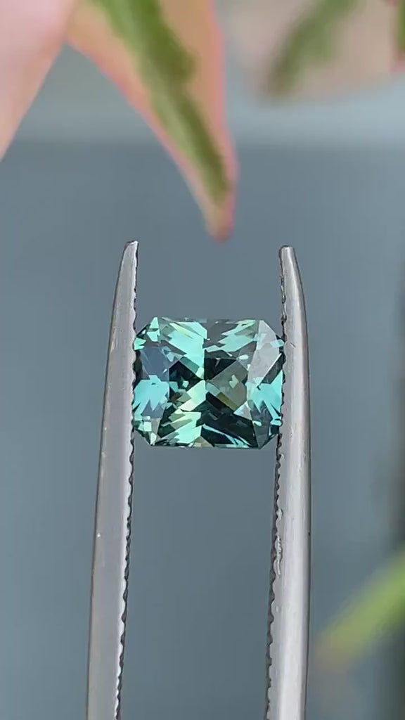 1.33 Ct Radiant Cut Teal Sapphire, 6.5mm x 5.4mm x 4.0mm