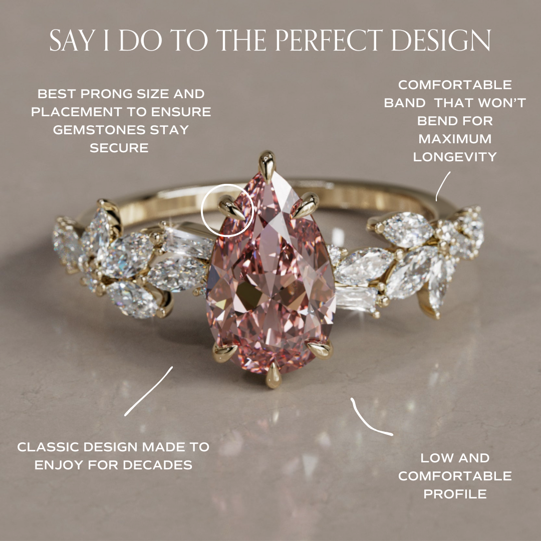 Primrose Pear Pink Diamond Engagement Flower Ring Nature Inspired By Valley Rose