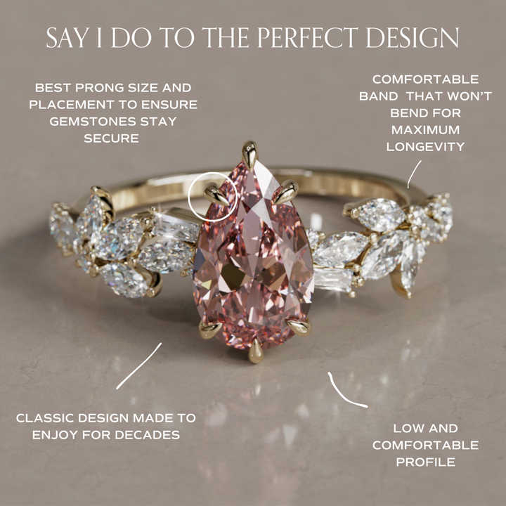 Primrose Pear Pink Diamond Engagement Flower Ring Nature Inspired By Valley Rose