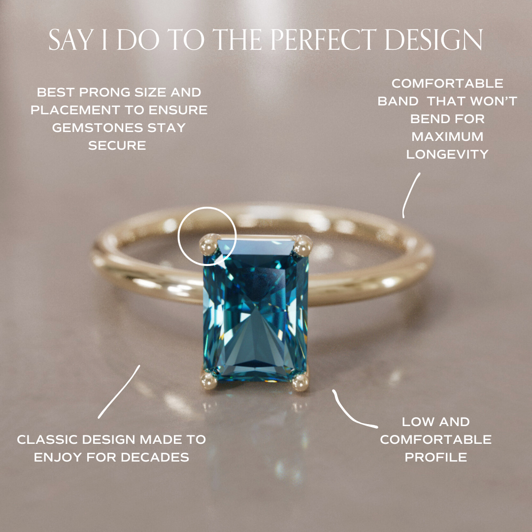 Radiant Cut Blue Sapphire Engagement Ring Solitaire By Valley Rose
