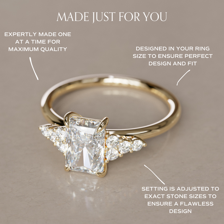 Radiant Cut Diamond Unique Engagement Ring Nature Inspired By Valley Rose