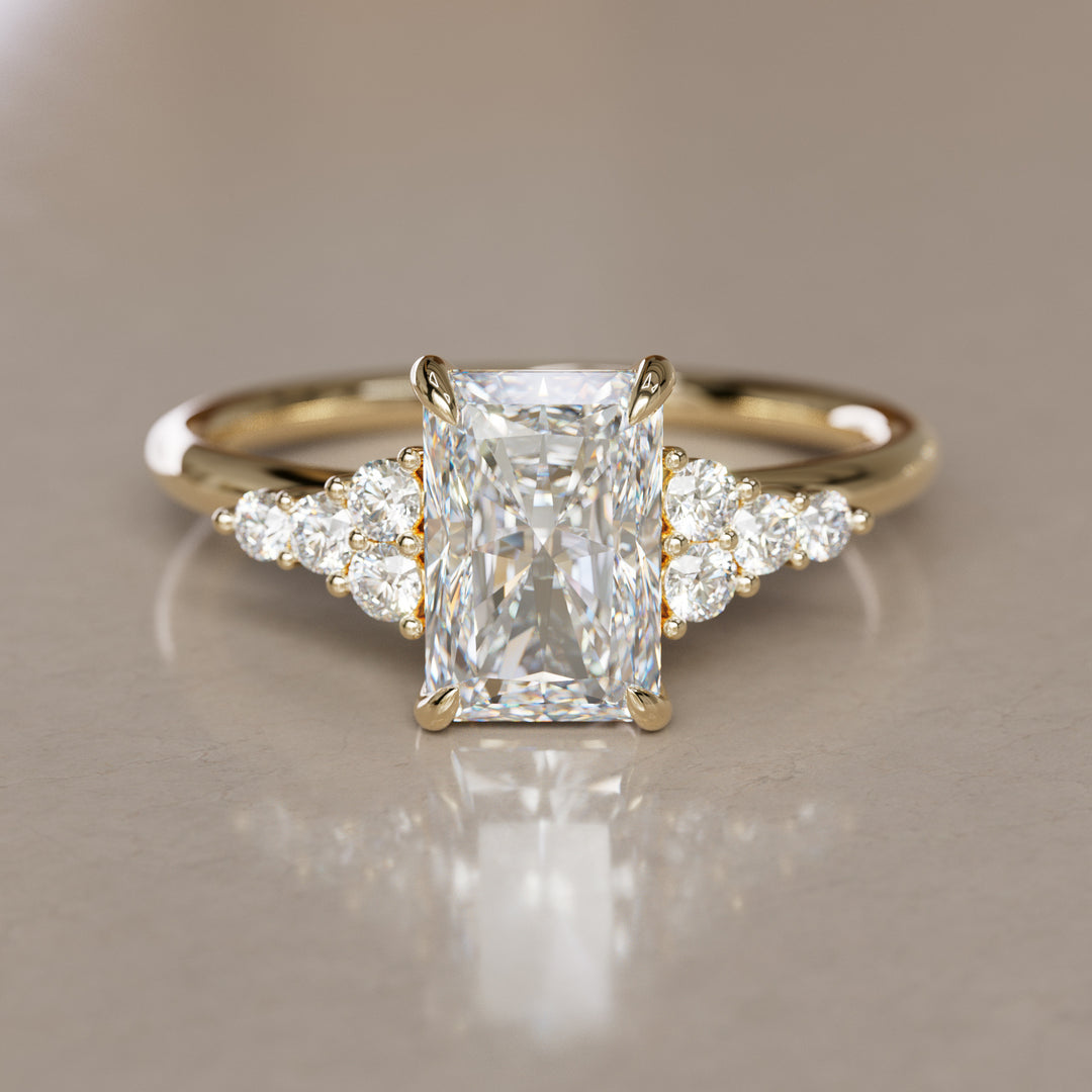 Radiant Cut Diamond Unique Engagement Ring Nature Inspired By Valley Rose