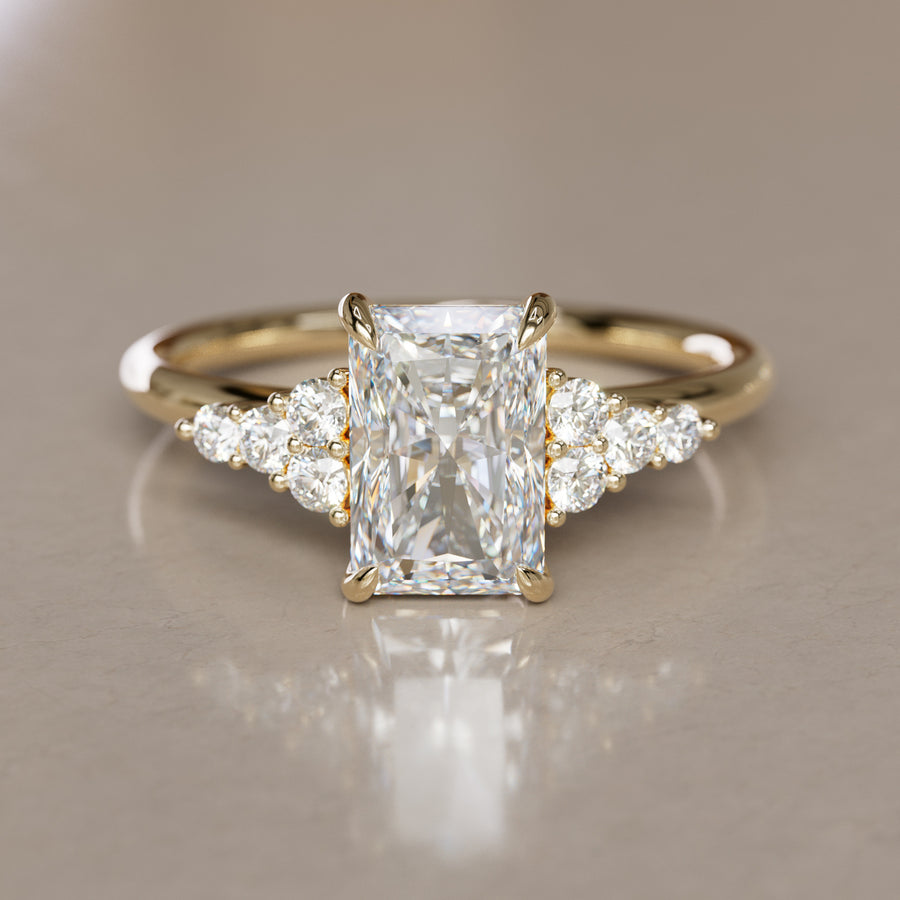 Radiant Cut Diamond Unique Engagement Ring Nature Inspired By Valley Rose