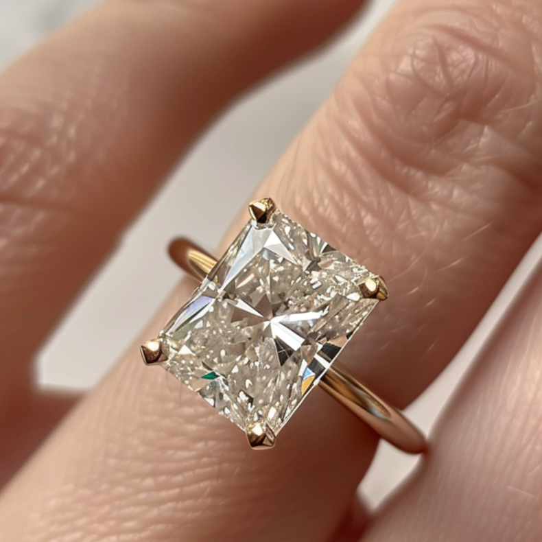 Radiant Cut Lab Diamond Ethical Engagement Ring Solitaire By Valley Rose