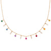 Rainbow Gemstone & Marquise Diamond Gold Charm Fringe Necklace By Valley Rose Ethical Jewelry