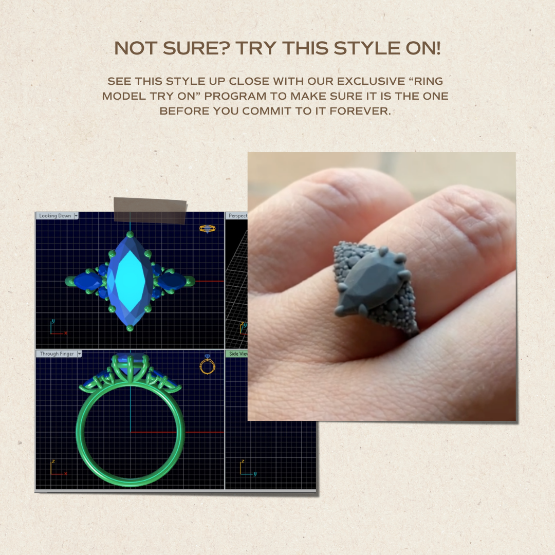 Sorrel Round Blue Sapphire Nature Engagement Ring (Setting Only)