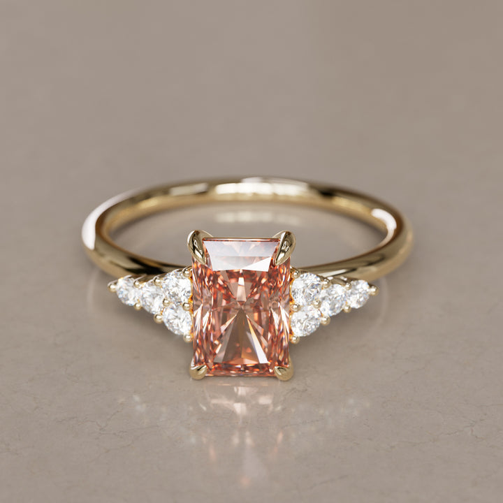 Rohdea Radiant Cut Peach Lab Diamond Modern Unique Engagement Ring By Valley Rose